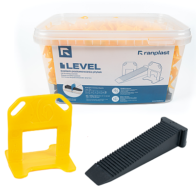 Нивелиращи клипсове 1,0 мм (200)бр. + клин (100)бр. + кофа