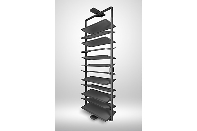 Въртящ се рафт GTV ELITE, за обувки, 12 рафта, 1890-2040, плавно затваряне, антрацит