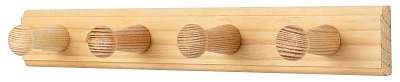 Дървена закачалка 4 куки , небоядисана, бор 240x35, FSC