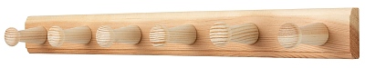 Дървена закачалка 6 куки , небоядисана, бор 500x50, FSC